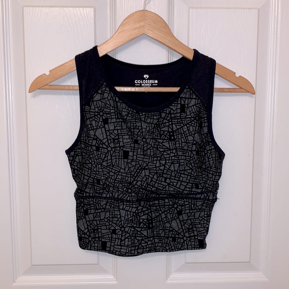 Black and dark gray crop top